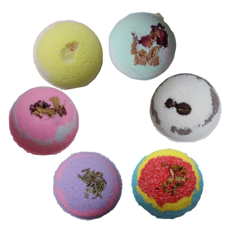 LA NATURAL Handmade Assorted Bath Bombs Combo Lavender Rose Orange Eucalyptus Tea Tree CoffeeVanilla Bath Bombs Combo Natural Cleansing Bath Bombs 60 Gm Each Pack of 6 Assorted - Image 2