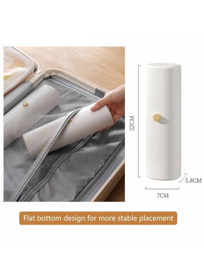 YelaJoy White Portable Travel Toothbrush Case with Secure Lock, Ventilated Toothbrush & Toothpaste Holder Organizer, Multi-Functional Oral Care Container with Mouthwash Cup, Drainage Vent Holes for Family Trips - Image 2