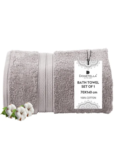 Donetella Premium 100 % Combed Cotton 1-Pcs Bath Towel(70 X 140 CM) 600 GSM Large Towel, Highly Absorbent, Quick Dry,Best Towel for Bathroom, Spa And Hotel,Violet Ice