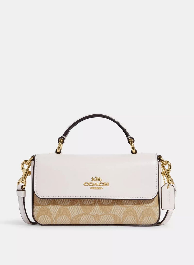 coachoutlet Coach Mini Josie Top Handle Crossbody In Blocked Signature Canvas, Women's Shoulder Bag, Women's Tote Bag, Women's Hand Bag,Women's Cross Body Bag, Women's Wallet, Women's Travel Bag, White-18cm - Image 1