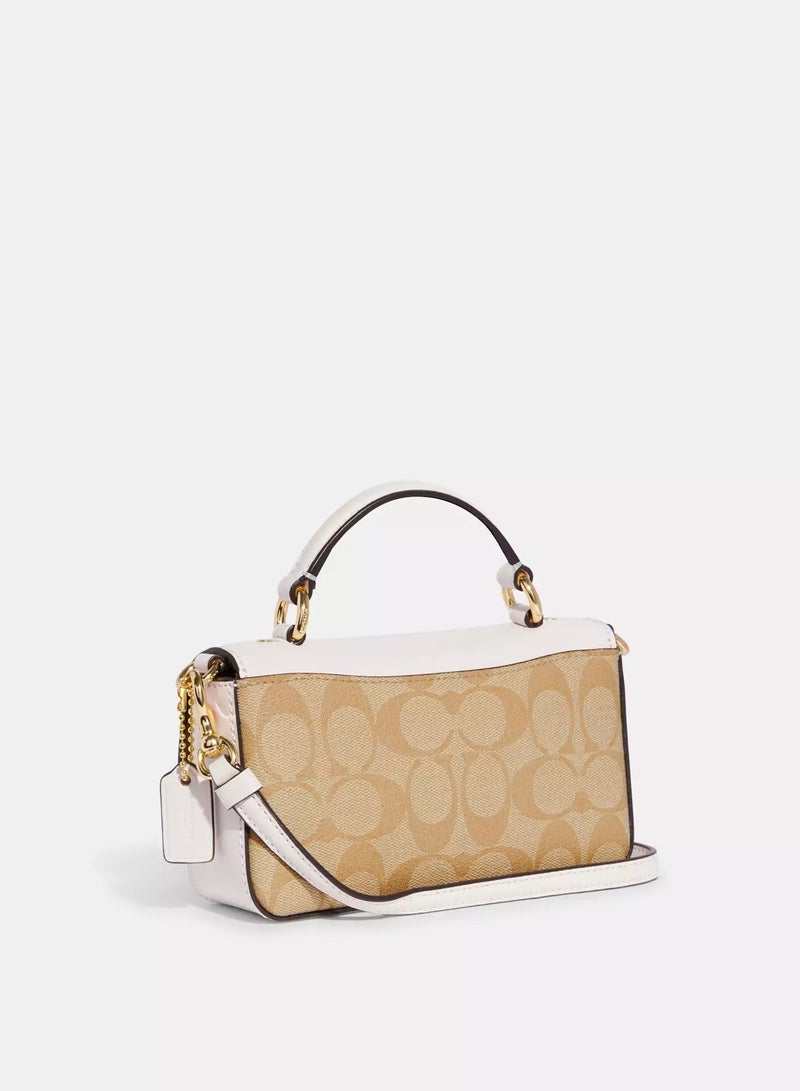 coachoutlet Coach Mini Josie Top Handle Crossbody In Blocked Signature Canvas, Women's Shoulder Bag, Women's Tote Bag, Women's Hand Bag,Women's Cross Body Bag, Women's Wallet, Women's Travel Bag, White-18cm - Image 2