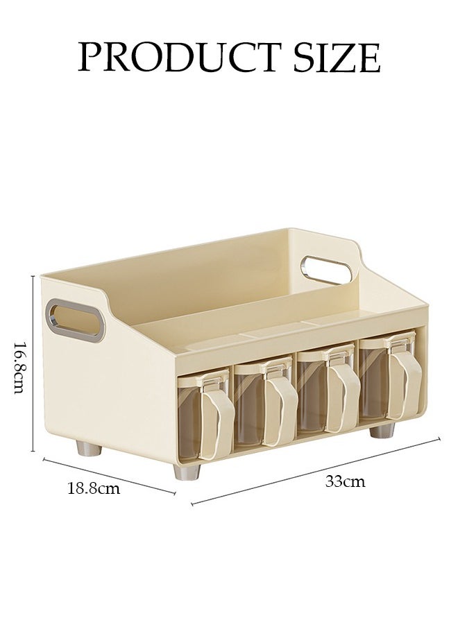 DUNISO Spice Organizer With 4 Spice Boxes, Home Kitchen Spice Rack, Multifunctional Spice Jar Combination Storage Box, Equipped With Spoon, Handle Design, Anti Slip And Moisture-Proof, 33 * 16.8 * 18.8cm  - Image 2