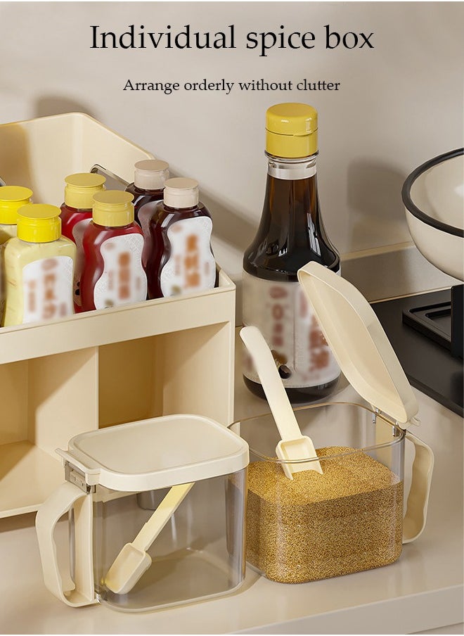 DUNISO Spice Organizer With 4 Spice Boxes, Home Kitchen Spice Rack, Multifunctional Spice Jar Combination Storage Box, Equipped With Spoon, Handle Design, Anti Slip And Moisture-Proof, 33 * 16.8 * 18.8cm  - Image 5
