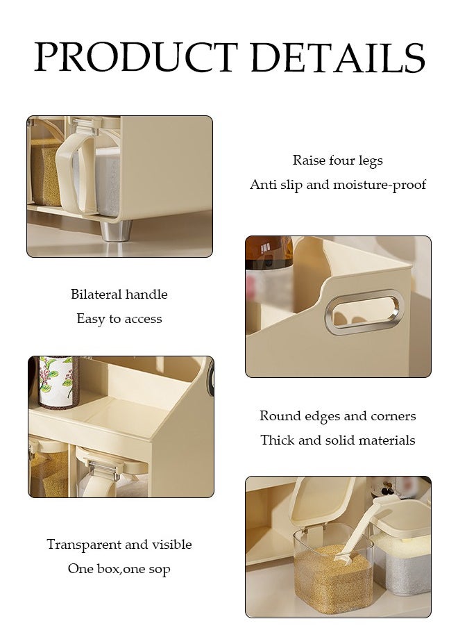 DUNISO Spice Organizer With 4 Spice Boxes, Home Kitchen Spice Rack, Multifunctional Spice Jar Combination Storage Box, Equipped With Spoon, Handle Design, Anti Slip And Moisture-Proof, 33 * 16.8 * 18.8cm  - Image 3