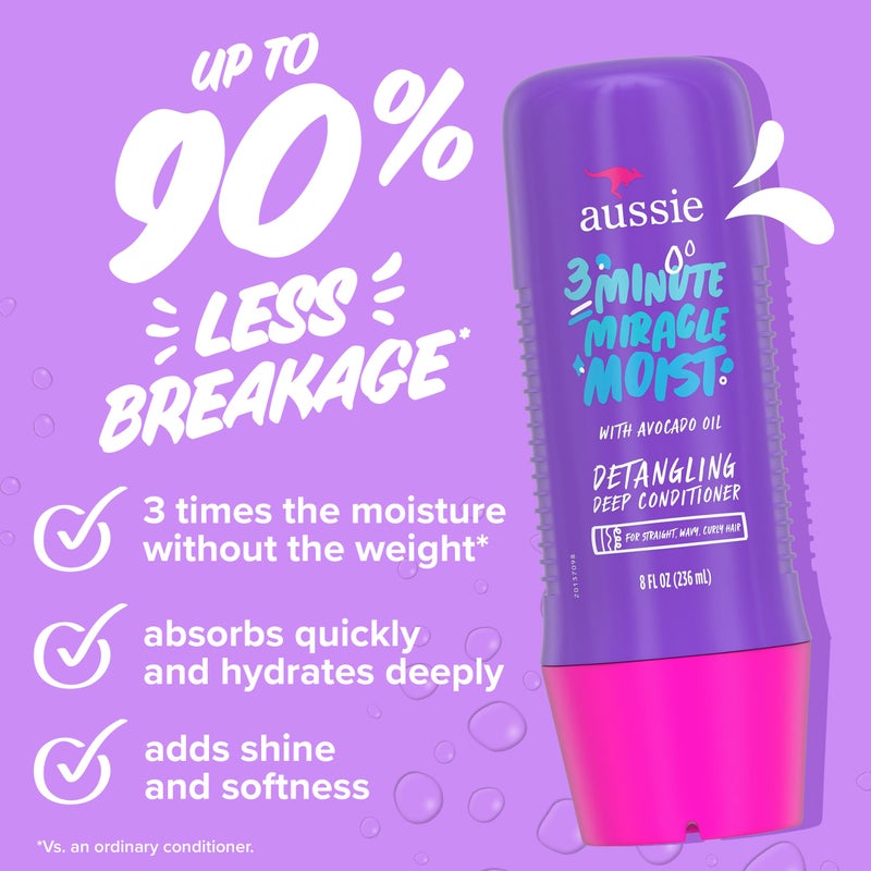 Aussie Total Miracle Hair Care Bundle: Shampoo, Conditioner, and 3 Minute Deep Treatment with Apricot & Macadamia Oil, Paraben-Free for Damaged Hair, 26.2 & 8 Fl Oz - Image 4