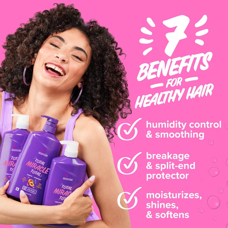 Aussie Total Miracle Hair Care Bundle: Shampoo, Conditioner, and 3 Minute Deep Treatment with Apricot & Macadamia Oil, Paraben-Free for Damaged Hair, 26.2 & 8 Fl Oz - Image 3