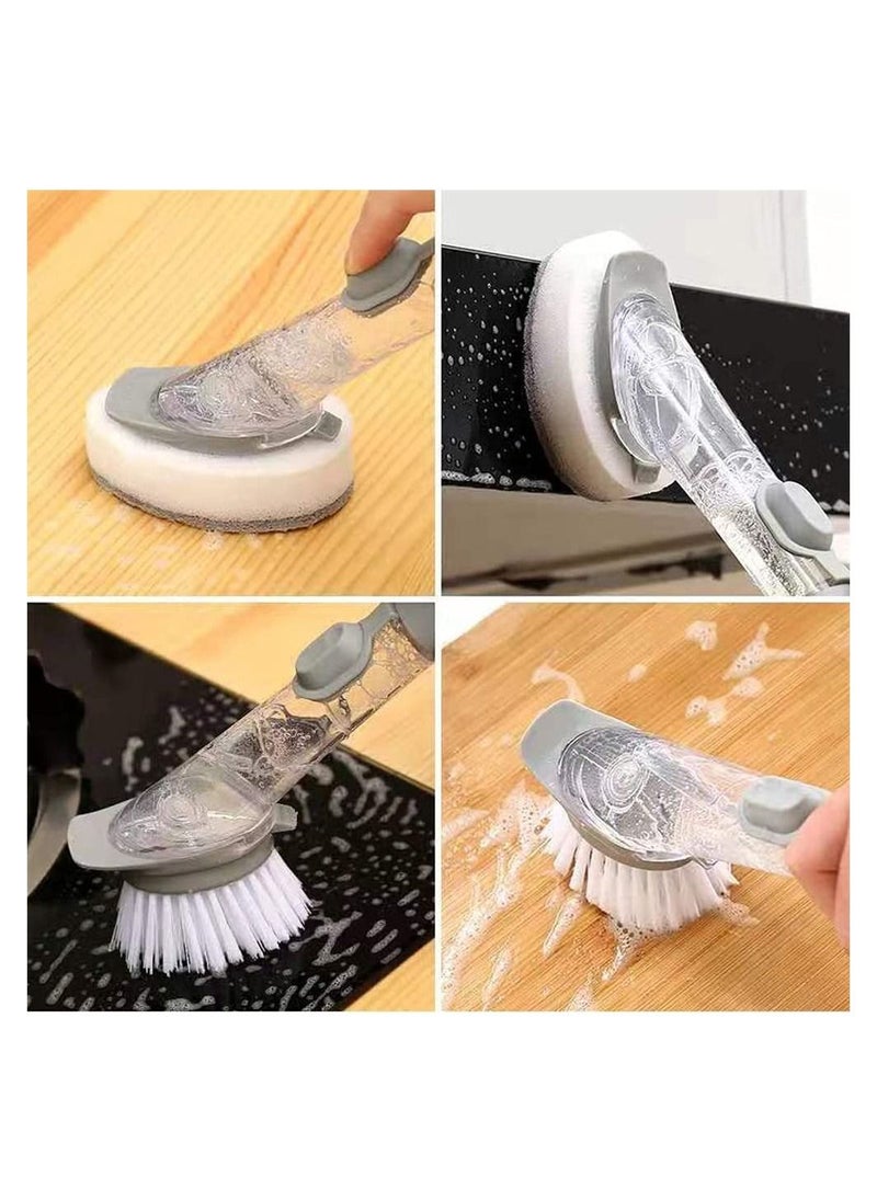 Y&D - Dish Scrub Brush, Soap Wand Refills Sponge, Replaceable Sponge Brush Heads,Reusable for Sink Pot Kitchen Cleaning Including1 with Handle and 2 Replacement Head - Image 1