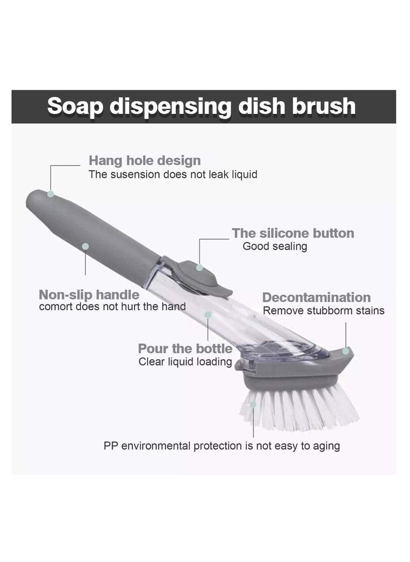 Y&D - Dish Scrub Brush, Soap Wand Refills Sponge, Replaceable Sponge Brush Heads,Reusable for Sink Pot Kitchen Cleaning Including1 with Handle and 2 Replacement Head - Image 1