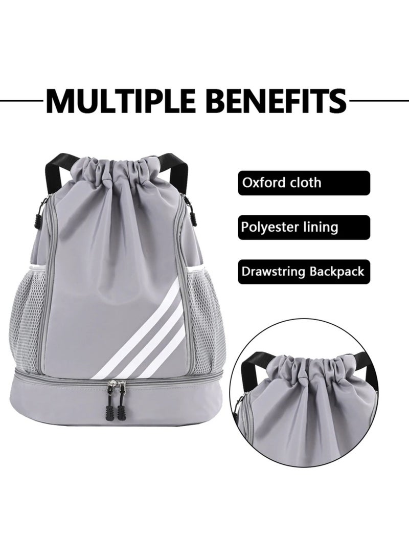 Drawstring Backpack Sports Bag with Basketball Pocket Waterproof Lightweight Foldable Travel Sports Easy Back Pack Outdoor Fitness - Image 3