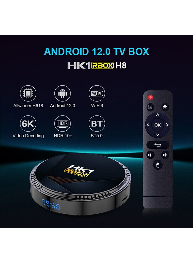 Wownect HK1 RBOX H8 Mini Smart Android 12.0 TV Box Allwinner H618 2GB/16GB Set Top Box Supports 4K 6K + Dual WiFi 2.4G 5G Black - Image 2