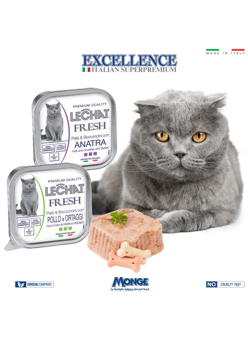 Monge Lechat Fresh by Monge | Cat Wet Food with Duck | Super Premium Complete Wet Cat Food | Patè & Chunkies in Alutray - Image 3