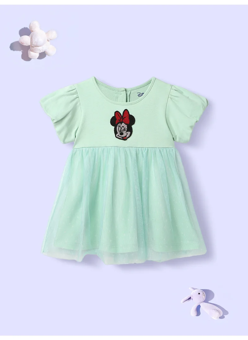 Nautinati Nautinati Infants Silk Organza Minnie Mouse Embroidered Puff Sleeve Dress