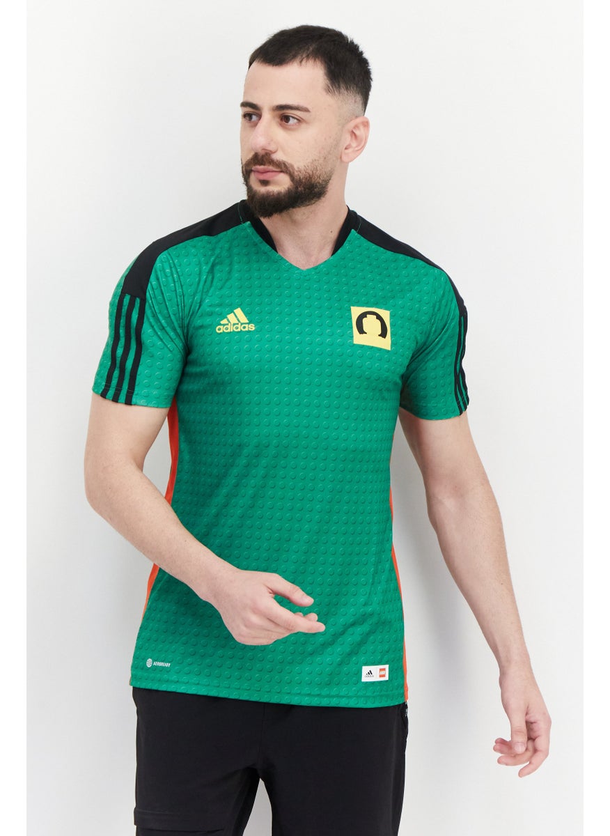Adidas Adidas x Lego Men Sportswear Fit Short Sleeve Football Jersey, Green  - Image 1