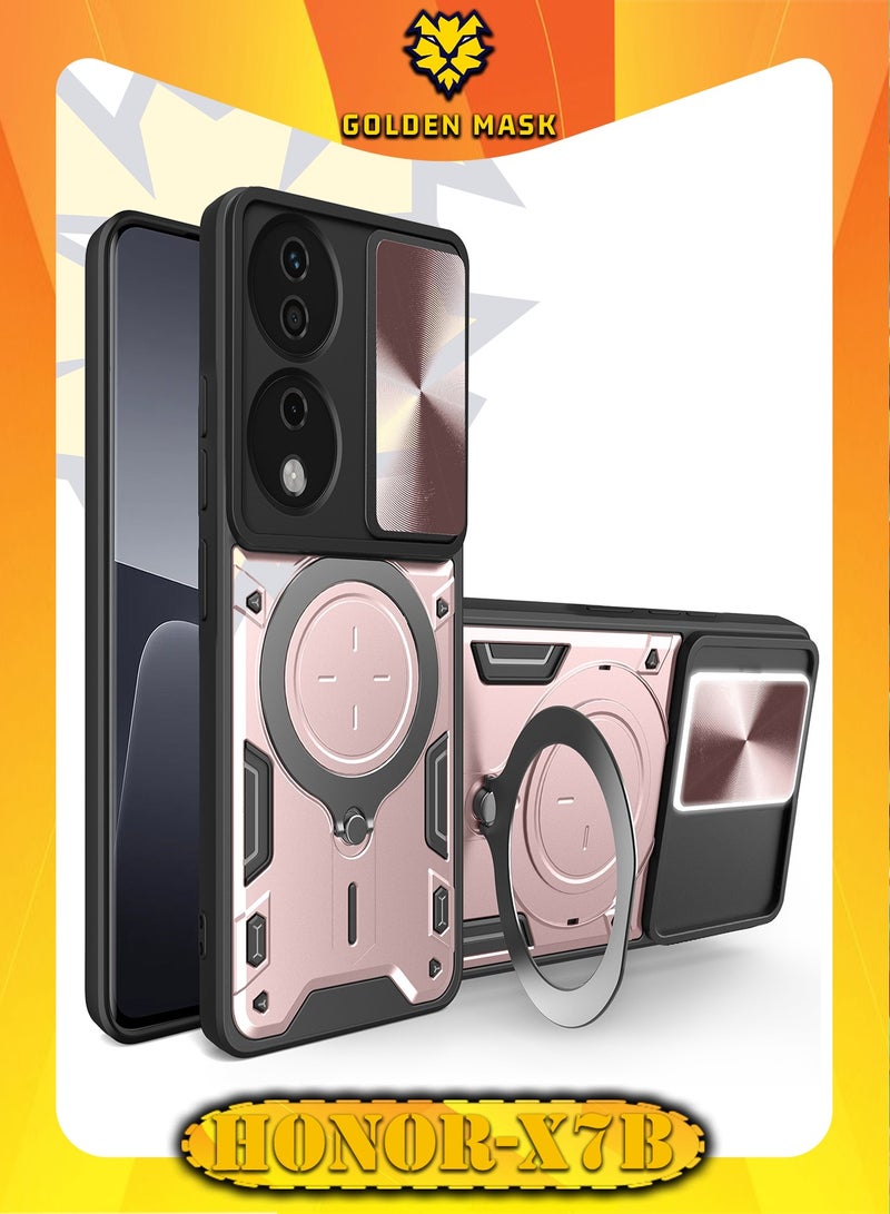 GOLDEN MASK For Honor X7b Armored Camera Shield Cover Camera Lend Protection, Built-in 360° (Rose Gold)