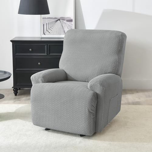 HOKIPO Premium 210gsm, Jacquard 1 Seater Recliner Sofa Cover, Grey (AR-4972-GRY) - Image 2