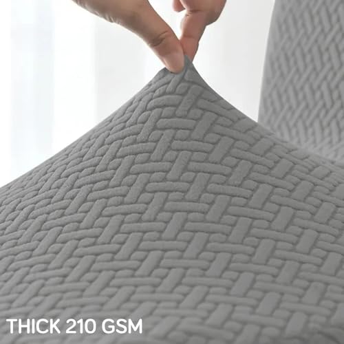 HOKIPO Premium 210gsm, Jacquard 1 Seater Recliner Sofa Cover, Grey (AR-4972-GRY) - Image 4