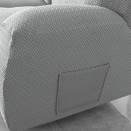 HOKIPO Premium 210gsm, Jacquard 1 Seater Recliner Sofa Cover, Grey (AR-4972-GRY) - Image 5