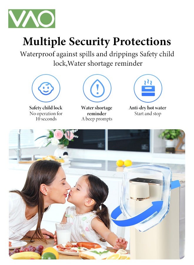 Water Purifier with Night Light and Activated Carbon Filter Table Clear Lcd Cnc Panel Water Filtration 3s Heated Water Can be Directly Connected to External Bottled Water Water Dispenser
