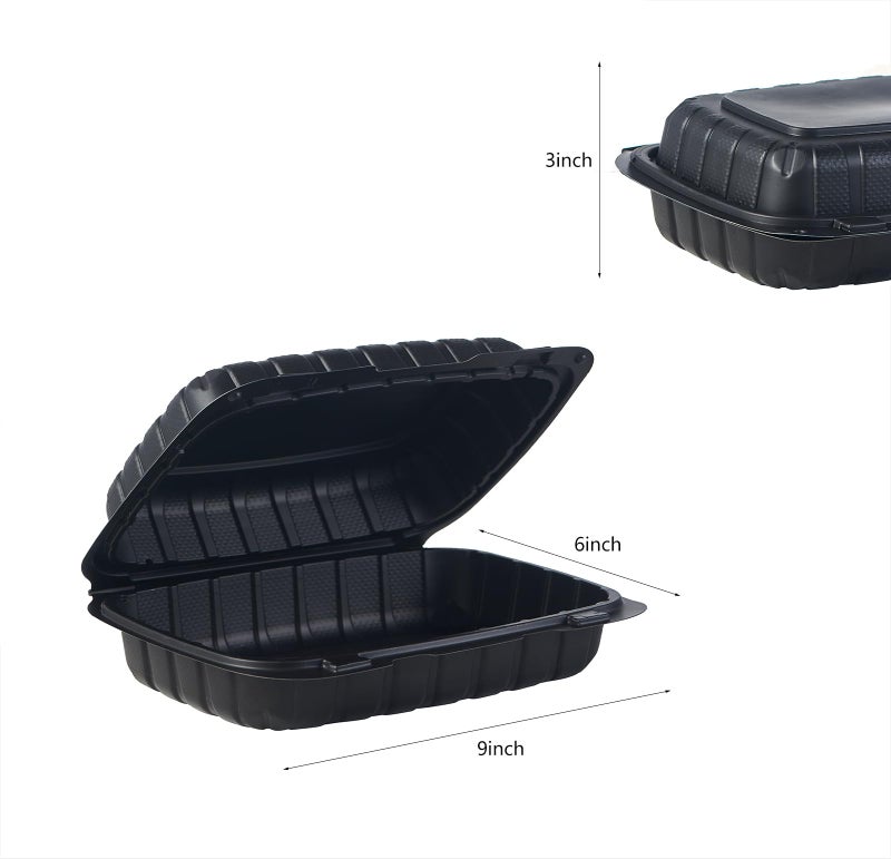 FULING 9X6 1-Compartment 50-Pack Plastic Clamshell Containers Food To Go Box Heavy Duty Disposable Hinged With Secure Snap Lid - Image 2