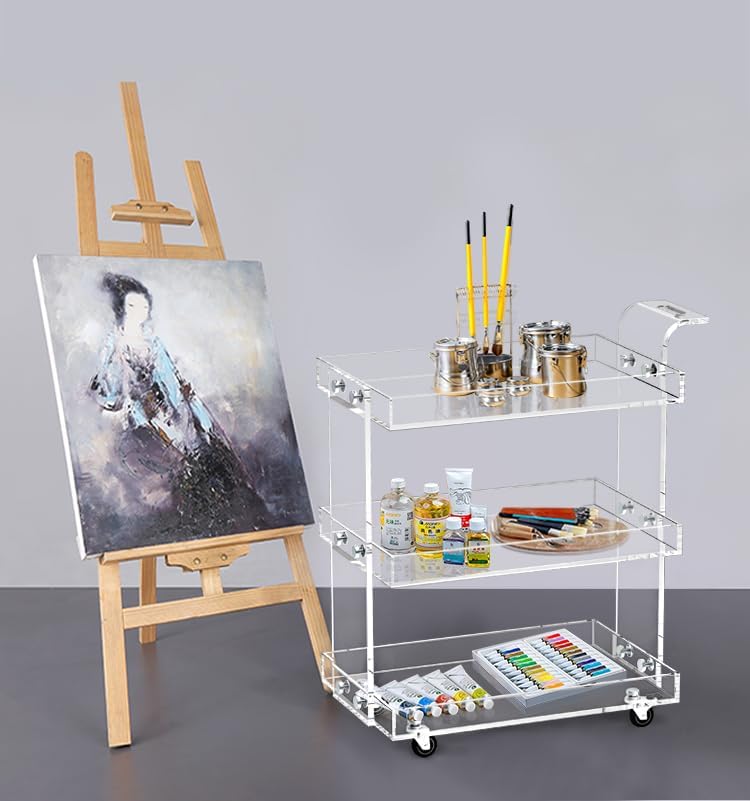 ONELUX 2319 Clear Acrylic Storage Rolling Cart,Mobile Bar Cart - Image 4