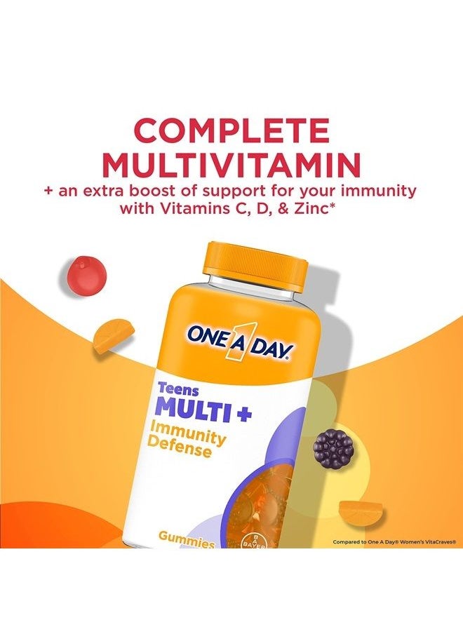 ONE A DAY - Teen Multi+ Immunity Defense Vitamins, Multivitamin Gummies With Boost of Immunity Support with Vitamins A, C, D, E, Selenium & Zinc, 120 Count - Image 1