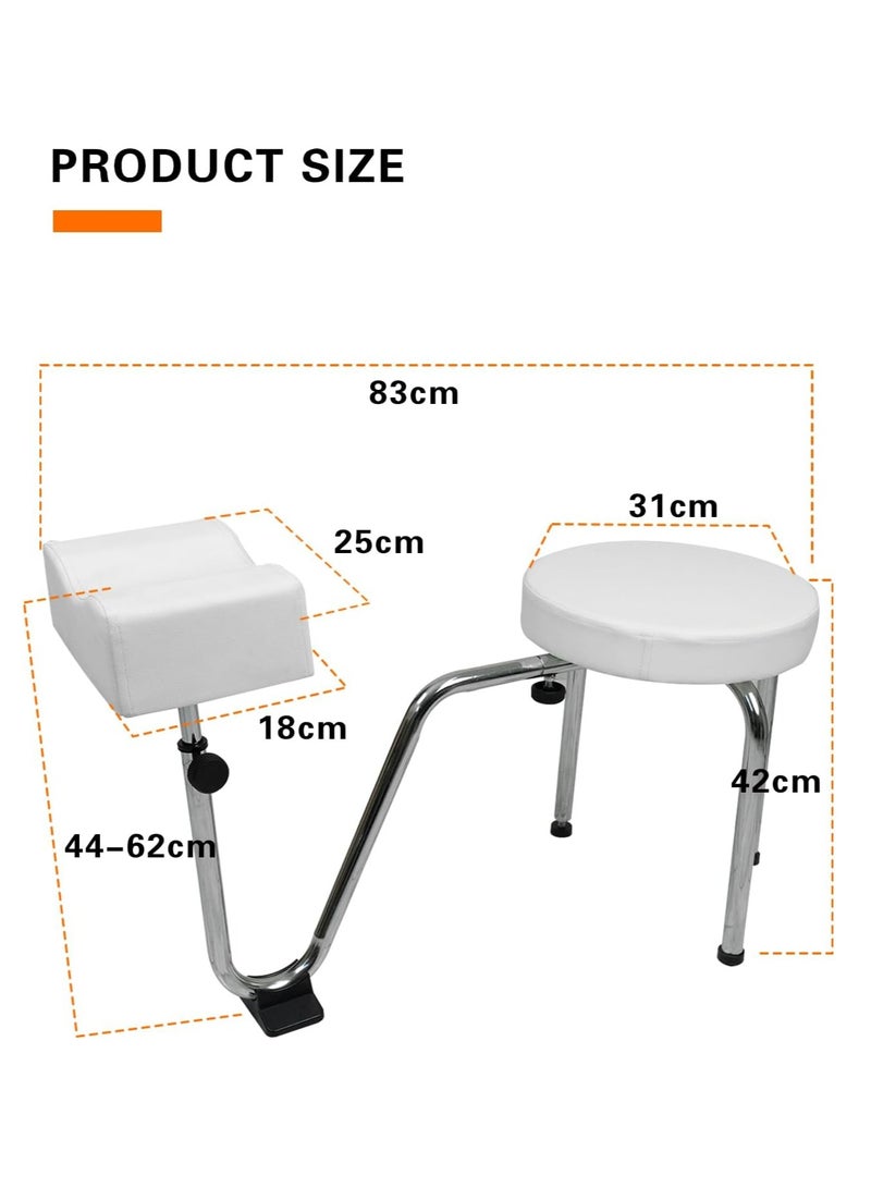 Meishida Pedicure Stool Adjustable Stand Leather Foot Stool Chair Footrest for Beauty Salon Nail Shop White - Image 2