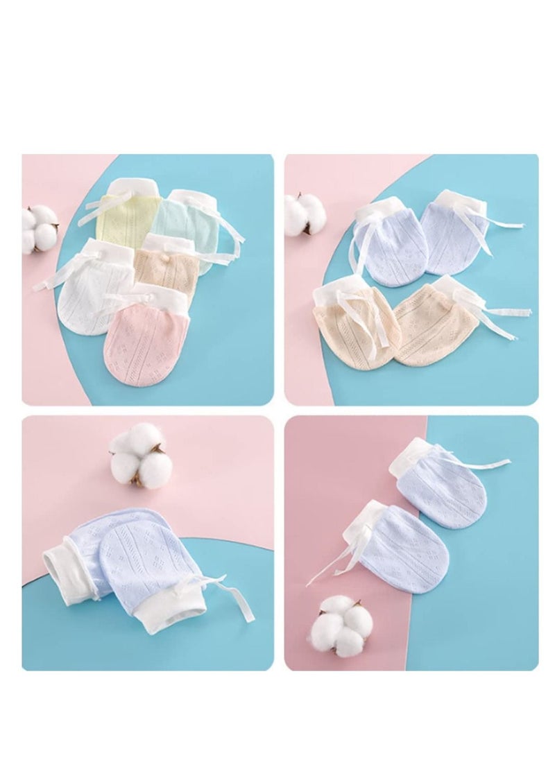SYOSI - Anti-Scratch Baby Mittens Cute Boys Girls Cotton No Scratch Gloves Drawstring Adjustable for and Infants 6 Pairs Eyelet Mitten - Image 1