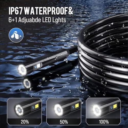 Tobo Dual Lens Industrial Endoscope, 1080P Digital Borescope Inspection Camera, 8.0mm IP67 Waterproof, with 4.3" LCD Screen Display, 8 LED Lights,16.5FT Semi-Rigid Cable TD-1341IM - Image 3