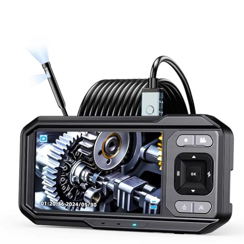 Tobo Dual Lens Industrial Endoscope, 1080P Digital Borescope Inspection Camera, 8.0mm IP67 Waterproof, with 4.3" LCD Screen Display, 8 LED Lights,16.5FT Semi-Rigid Cable TD-1341IM - Image 1