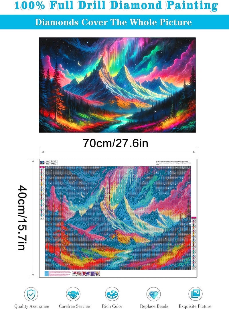 mrpwnle Northern Lights Diamond Art Painting Kit for Adults, Full Drill Large Aurora Crafts Gem Art Kit Landscape Mountain Diamond Art Painting Kit for Adults Beginner 27.6x15.8in - Image 4