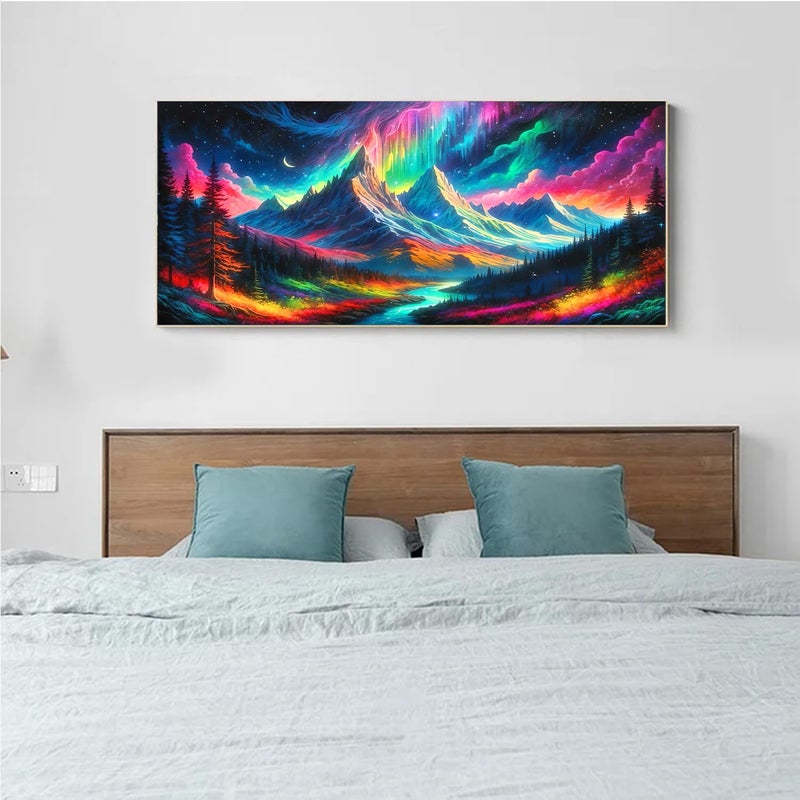 mrpwnle Northern Lights Diamond Art Painting Kit for Adults, Full Drill Large Aurora Crafts Gem Art Kit Landscape Mountain Diamond Art Painting Kit for Adults Beginner 27.6x15.8in - Image 2