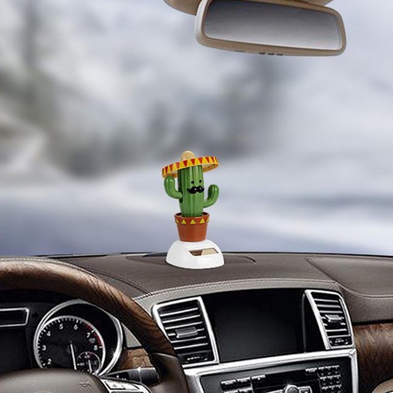 FRECI Cactus Solar Powered Shaking Head Dancing Car Ornament Dashboard Decoration Toy Gift - Cactus - Image 2