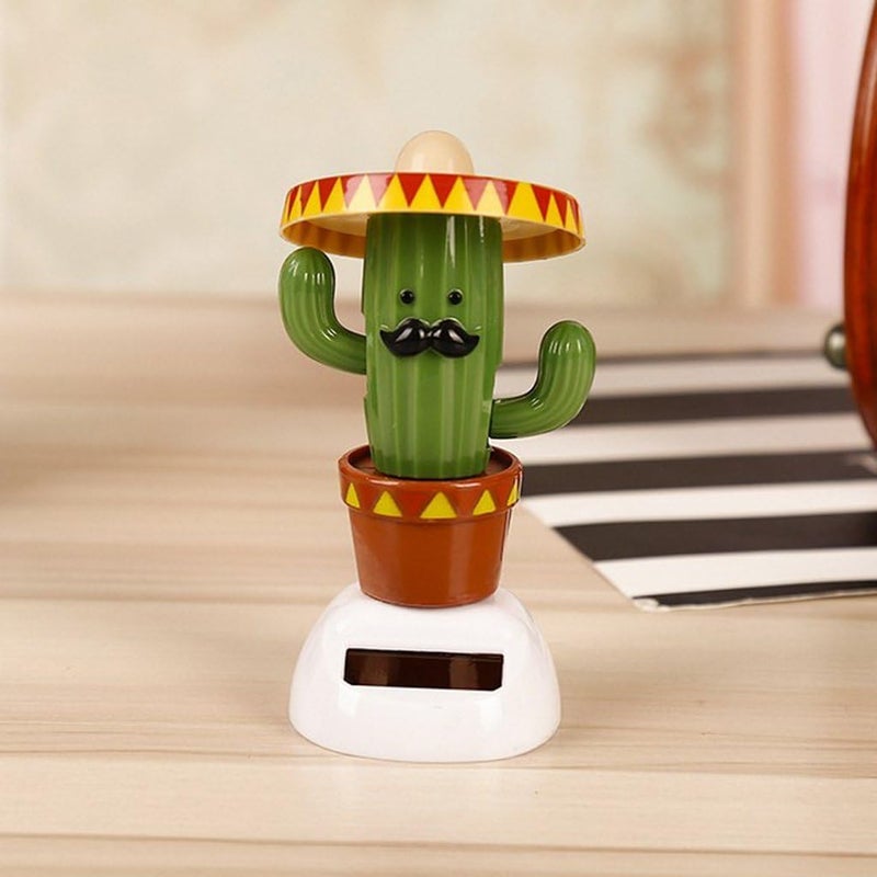 FRECI Cactus Solar Powered Shaking Head Dancing Car Ornament Dashboard Decoration Toy Gift - Cactus - Image 1