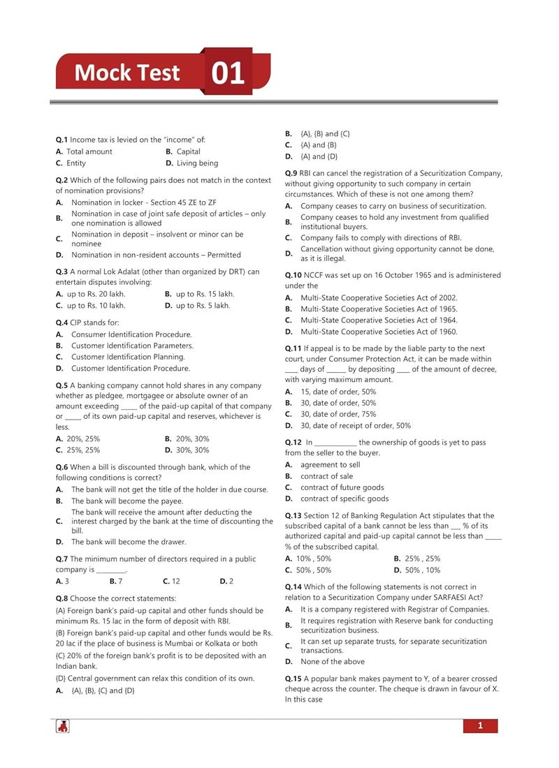 Legal and Regulatory Aspects of Bank - JAIIB Exam 2023 (Paper 3) - 5 Full Length Mock Tests (Solved Objective Questions) with Free Access to Online Tests  - Image 4
