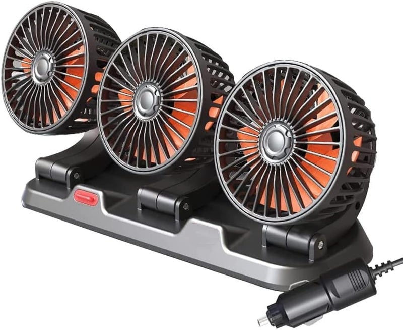 AutoBizarre 12V Electric Car Cooling Fan 360° Rotatable Triple Heads High Air Circulator Fan Manual Rotation 2 Speed for All Cars - Image 1