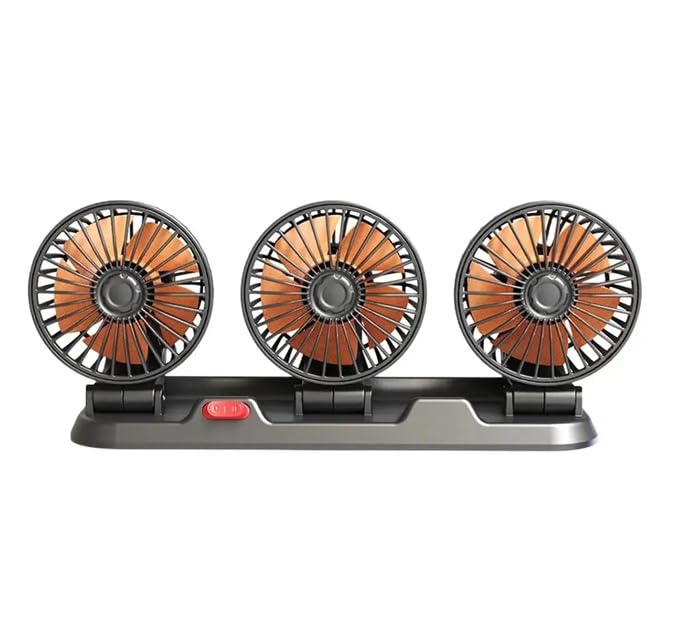 AutoBizarre 12V Electric Car Cooling Fan 360° Rotatable Triple Heads High Air Circulator Fan Manual Rotation 2 Speed for All Cars - Image 3
