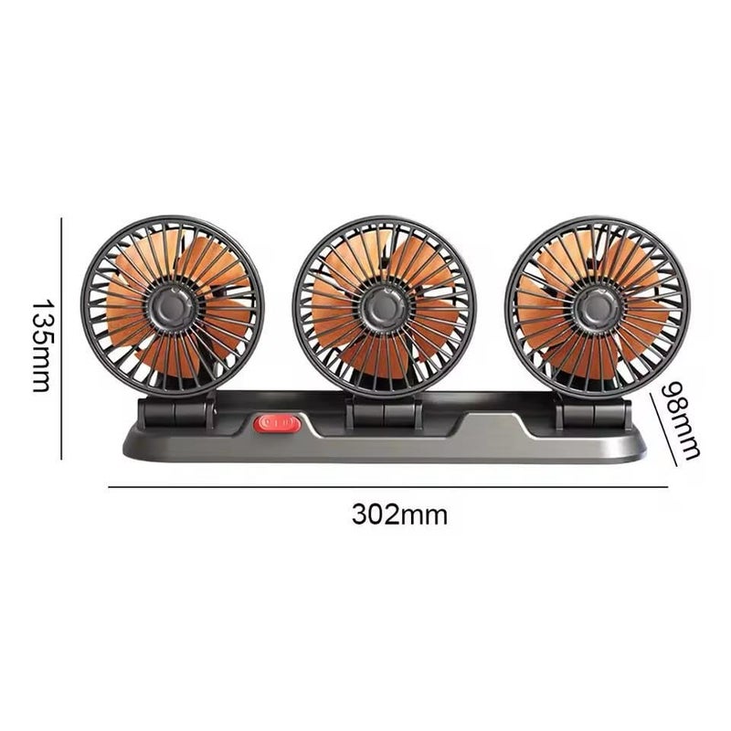 AutoBizarre 12V Electric Car Cooling Fan 360° Rotatable Triple Heads High Air Circulator Fan Manual Rotation 2 Speed for All Cars - Image 5