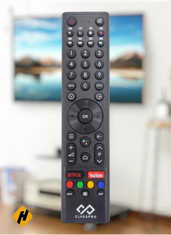 HuHa - كلاس برو ريموت تلفزيون ال سي دي ال اي دي | جهاز تحكم عن بعد بديل لتلفزيون Class Pro الذكي LCD LED مع أزرار مفاتيح Netflix وYouTube - Image 1