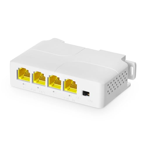 Binardat Gigabit PoE Passthrough Switch, 1 PoE in 3 PoE Out Extender, IEEE802.3af/at PoE Powered, 10/100/1000Mbps Ethernet, din-Rail & Wall Mount - Image 1