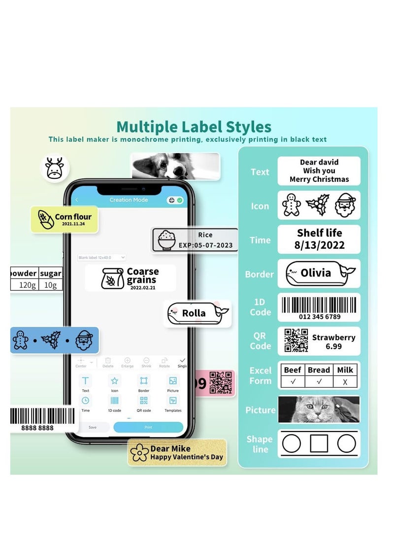 phomemo - Phomemo D30 Label Maker Machine, Portable Bluetooth Mini Label Printer, Smart Phone Handheld Thermal Sticker Small Labeler Multiple Templates Font Icon Inkless for Home Office - Image 1