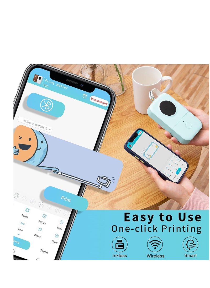 phomemo - Phomemo D30 Label Maker Machine, Portable Bluetooth Mini Label Printer, Smart Phone Handheld Thermal Sticker Small Labeler Multiple Templates Font Icon Inkless for Home Office - Image 1