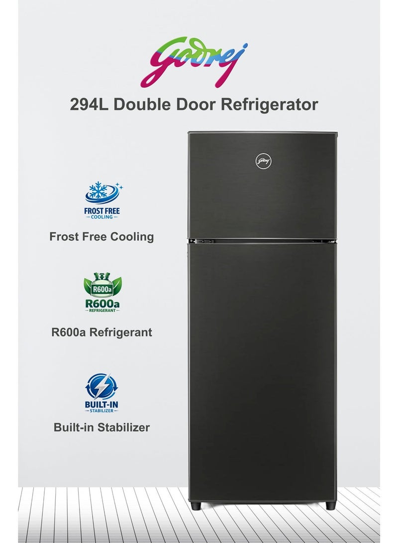 Godrej 294L Frost Free Double Door Refrigerators, R600a Refrigerant, Toughened Glass Shelf, Built in Stabilizer, Aroma Lock, Anti-B Technology, Movable Ice Tray- GFE310F - Image 1