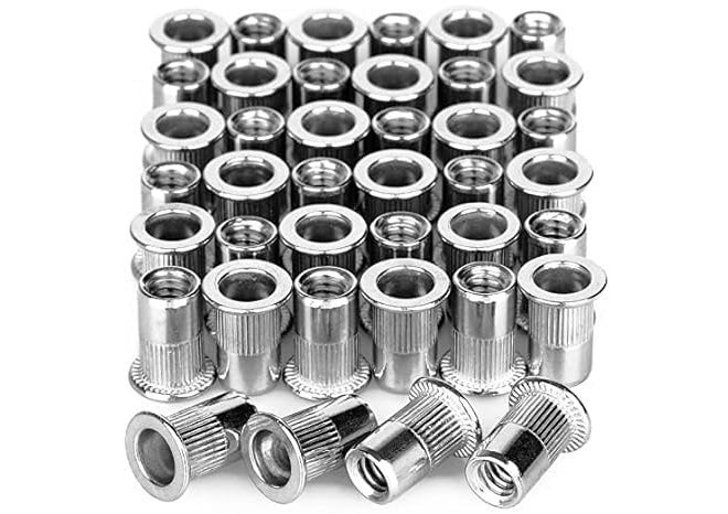 TheMujtaba (M8) Insert Nut Zinc Plated Flat Head Metric Threaded Rivetnut, Insert Nut, insert Rivet Nut (Pack of 100) - Image 1