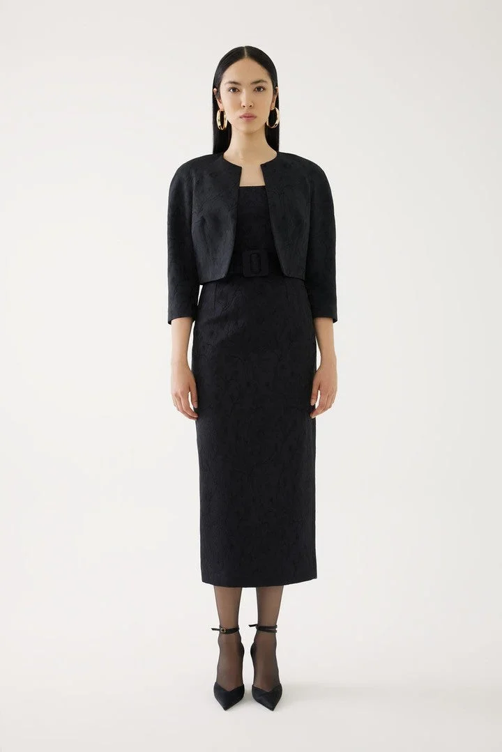 EXQUISE Textured Crop Jacket
