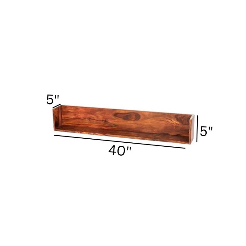 carpentray 40 inch Floating Shelf for Wall Natural Walnut Wood Wall Shelves Picture Ledge Display Shelf Hanging Wall Bookshelf for Living Room Bedroom Kitchen Office Home Dcor Natural 100cm - Image 2