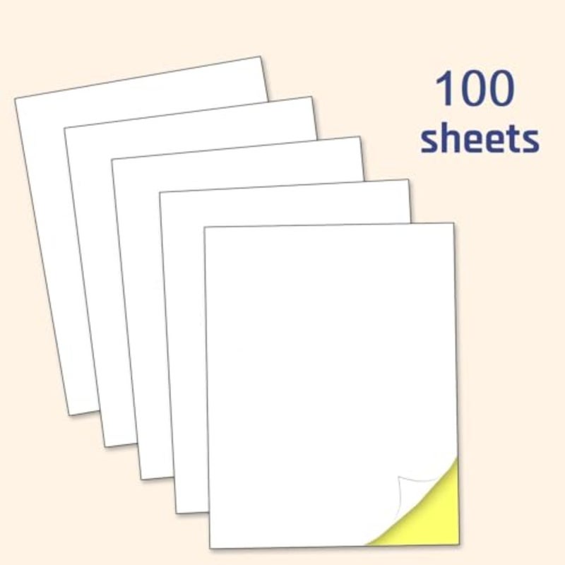 ® 100 ورقة A4 ورق لاصق أبيض غير لامع قابل للطباعة، ملصقات العناوين، ملصقات الطابعة، ورق ملصقات لاصق قوي ذاتي اللصق قابل للطباعة، ملصقات ملصقات ليزر. - Image 3
