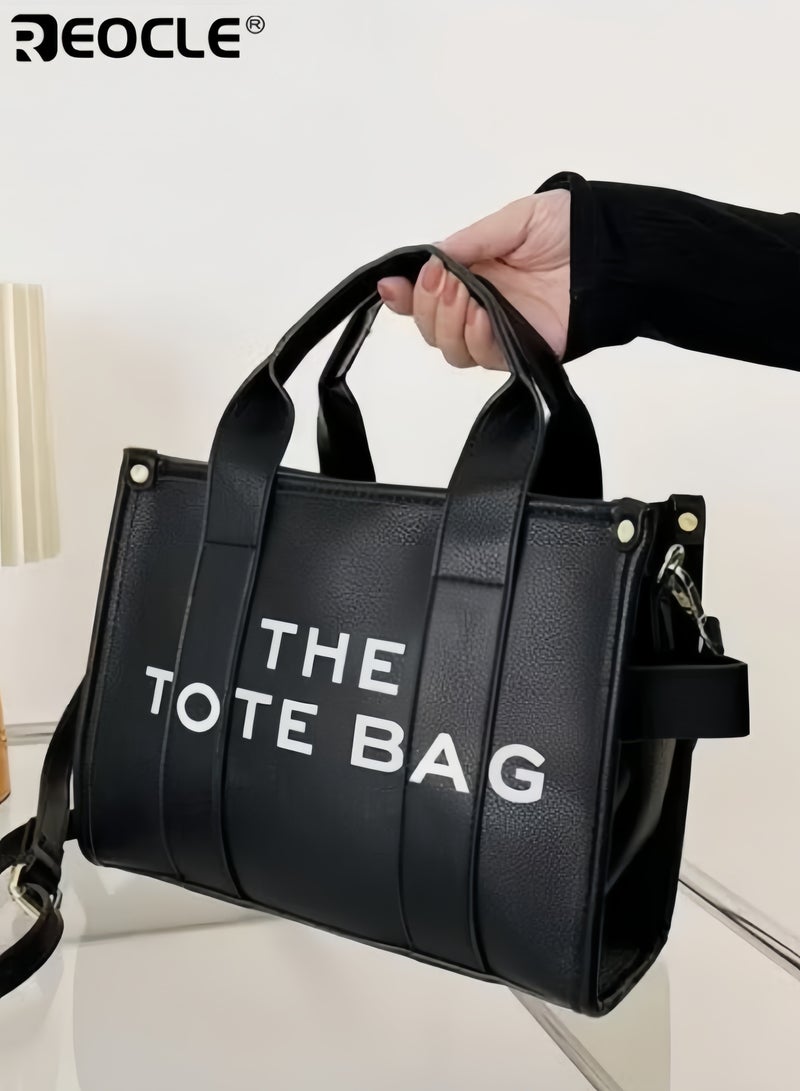 REOCLE Tote Bag One-shoulder Cross-body Women's Bag Handbag Versatile Commuting Large-capacity Women's Bag Casual Simple Exquisite Workmanship Hardware Reinforcement - Image 2