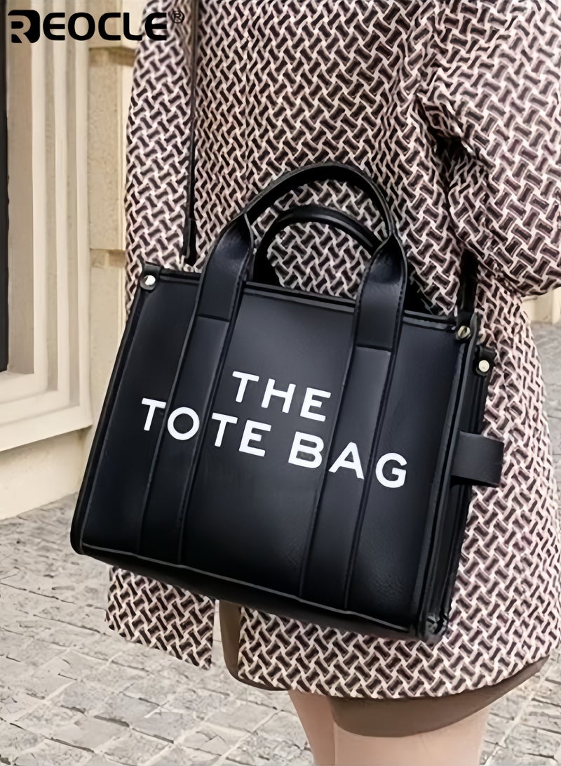 REOCLE Tote Bag One-shoulder Cross-body Women's Bag Handbag Versatile Commuting Large-capacity Women's Bag Casual Simple Exquisite Workmanship Hardware Reinforcement - Image 3