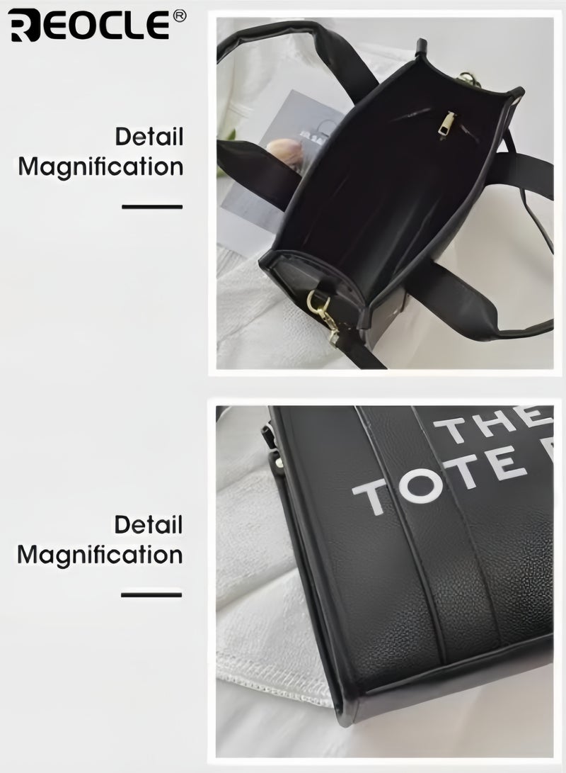REOCLE Tote Bag One-shoulder Cross-body Women's Bag Handbag Versatile Commuting Large-capacity Women's Bag Casual Simple Exquisite Workmanship Hardware Reinforcement - Image 5