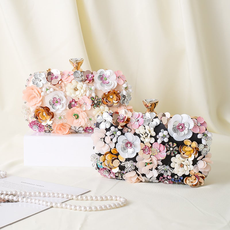 Selling Fashion Evening Bag Handmade Flower Beaded Banquet Bag Women'S Hand Bag Portable Gift Bag - Image 4